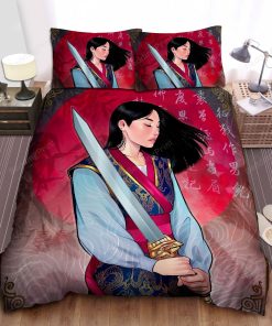 Disney Princess Mulan In Short Hair With Her Sword Bed Sheets Duvet Cover Bedding Sets