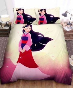 Disney Princess Mulan Wearing Hanfu Illustration Bed Sheets Spread Comforter Duvet Cover Bedding Sets