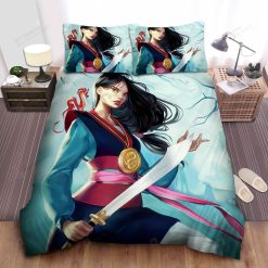 Disney Princess Mulan With Her Sword And Mushu Painting Bed Sheets Spread Comforter Duvet Cover Bedding Sets