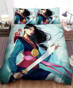 Disney Princess Mulan With Her Sword And Mushu Painting Bed Sheets Spread Comforter Duvet Cover Bedding Sets