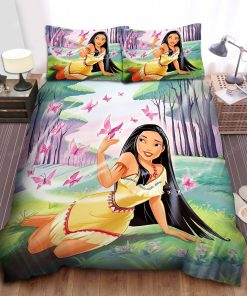 Disney Princess Pocahontas Playing With Butterflies Bed Sheet Duvet Cover Bedding Sets