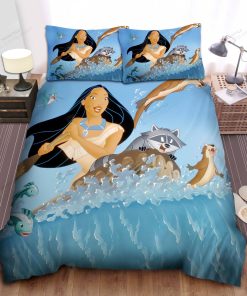 Disney Princess Pocahontas Rowing With Her Animal Friends Bed Sheet Spread Comforter Duvet Cover Bedding Sets
