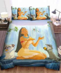 Disney Princess Pocahontas With Meeko & Flits & Percy Bed Sheet Duvet Cover Bedding Sets