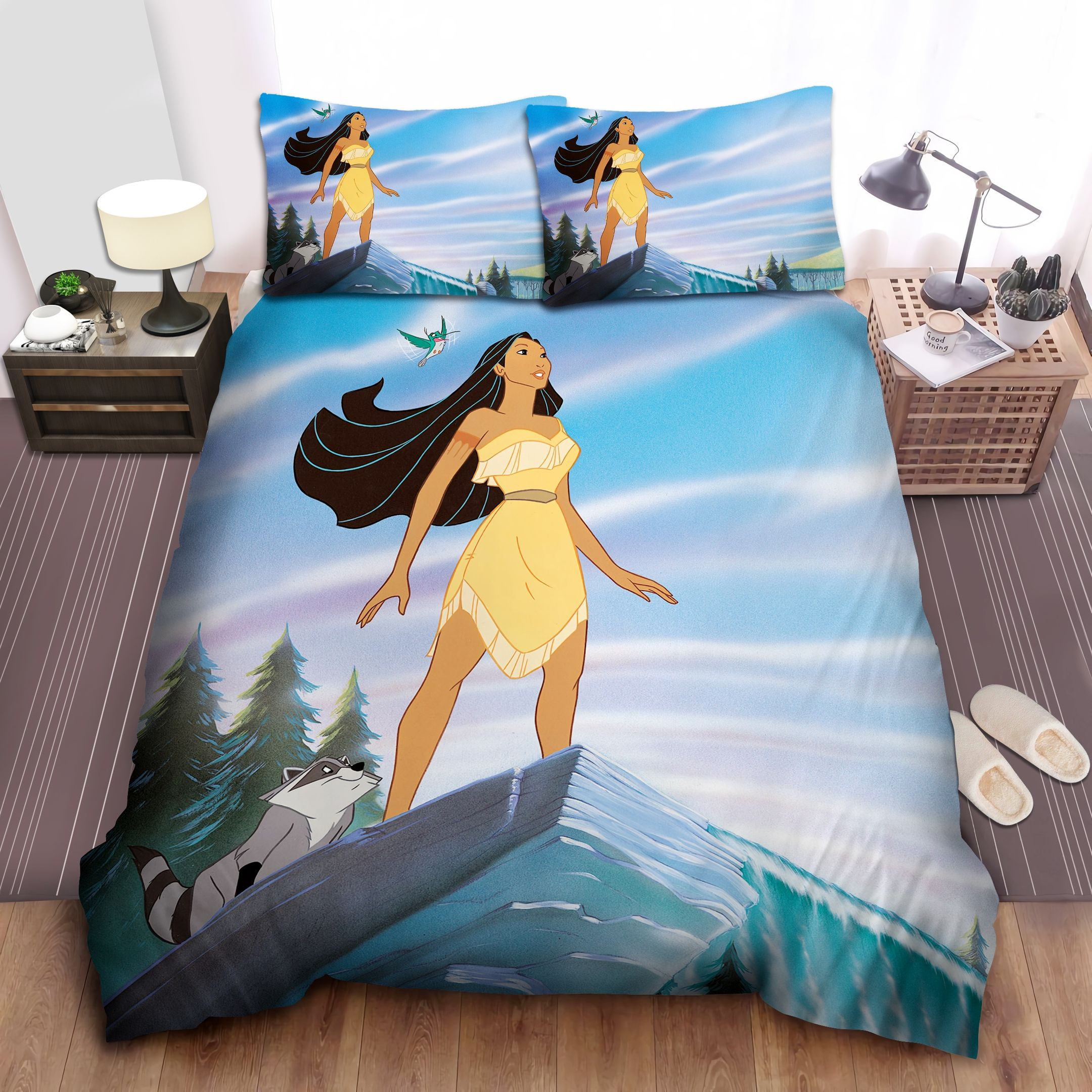 Disney Princess Pocahontas With Meeko & Flits On The Cliff Bed Sheet Spread Comforter Duvet Cover Bedding Sets Disney Princess Pocahontas With Meeko & Flits On The Cliff Bed Sheet Spread Comforter Duvet Cover Bedding Sets