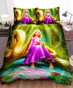 Disney Princess Rapunzel & Pascal Holding In The Forest Bed Sheet Duvet Cover Bedding Sets