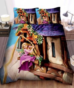Disney Princess Rapunzel Climbing Down Her Hair Bed Sheet Duvet Cover Bedding Sets