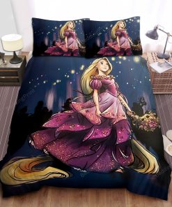 Disney Princess Rapunzel Holding A Flower Bouquet Bed Sheet Duvet Cover Bedding Sets