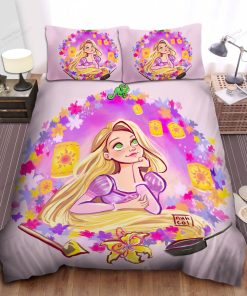 Disney Princess Rapunzel In Flowers Window Painting Bed Sheet Spread Comforter Duvet Cover Bedding Sets