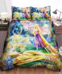 Disney Princess Rapunzel Singing In Sparkling Starry Night Bed Sheet Duvet Cover Bedding Sets