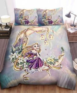 Disney Princess Rapunzel Sitting In On The Moon Bed Sheet Duvet Cover Bedding Sets