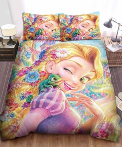 Disney Princess Rapunzel With Flowery Hair Bed Sheet Duvet Cover Bedding Sets