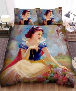 Disney Princess Snow White & Flowers Acrylic Art Bed Sheet Spread Comforter Duvet Cover Bedding Sets