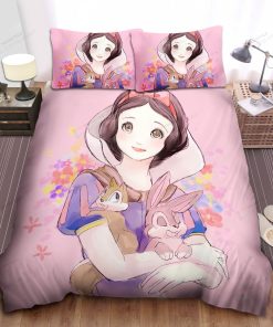 Disney Princess Snow White & Rabbits Drawing Bed Sheet Spread Comforter Duvet Cover Bedding Sets