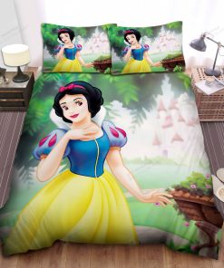 Disney Princess Snow White & The Castle Illustration Bed Sheet Spread Comforter Duvet Cover Bedding Sets