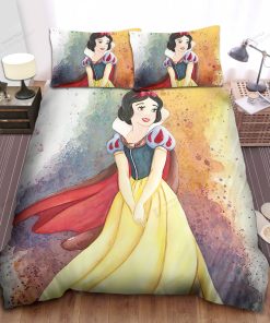 Disney Princess Snow White Watercolor Splash Art Bed Sheet Spread Comforter Duvet Cover Bedding Sets