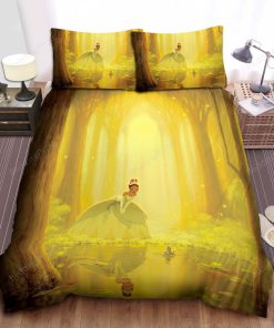 Disney Princess Tiana & The Frog Prince In Sunset Bed Sheet Duvet Cover Bedding Sets