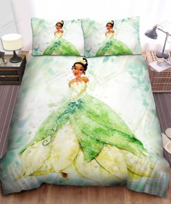 Disney Princess Tiana Watercolor Art Bed Sheet Spread Comforter Duvet Cover Bedding Sets