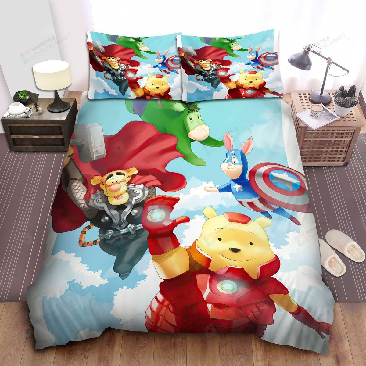 Disney Winnie The Pooh Characters In Avengers Costumes Bed Sheets Spread Comforter Duvet Cover Bedding Sets Disney Winnie The Pooh Characters In Avengers Costumes Bed Sheets Spread Comforter Duvet Cover Bedding Sets