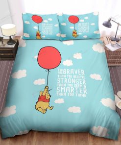 Disney Winnie The Pooh Flying By A Balloon And Quote On Bed Sheets Spread Comforter Duvet Cover Bedding Sets