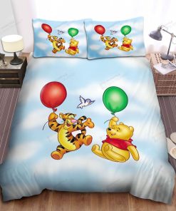 Disney Winnie The Pooh Flying With Tiger By Balloons Bed Sheets Spread Comforter Duvet Cover Bedding Sets