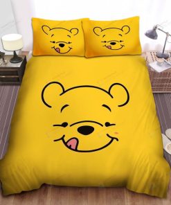 Disney Winnie The Pooh Funny Face On Yellow Bed Sheets Spread Comforter Duvet Cover Bedding Sets