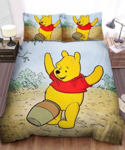 Disney Winnie The Pooh Stick His Hunny Pot On His Stomach Bed Sheets Spread Comforter Duvet Cover Bedding Sets