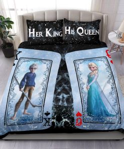 Elsa Jack Frost Bedding Set, Elsa Jack Frost Duvet Cover, Elsa Jack Frost Comforter Sets, Disney Couple Her King His Queen Bedding Set TDV31
