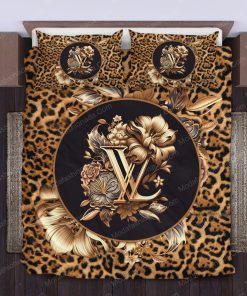 Flowers And Leopard Pattern Louis Vuitton Bed Sheets Spread Comforter Duvet Cover Bedding Setss