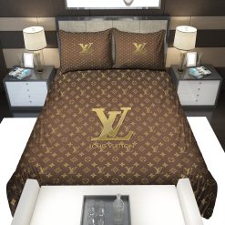 Gold Louis Vuitton Symbol Logo Bedding Sets Bedding Sets
