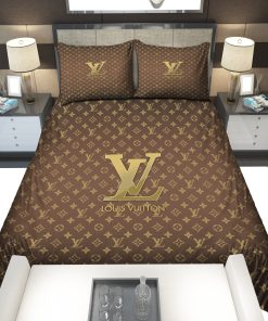 Gold Louis Vuitton Symbol Logo Bedding Sets Bedding Sets