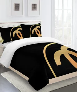 Golden Chanel Bedding Sets Luxury Brand Bed Sets, Bedroom Sets, Comforter Sets, Duvet Cover, For Trending 2023 For Home Bedding Sets