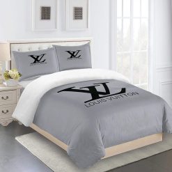 Gray Black Full Louis Vuitton Logo Type 1480 Bedding Sets Duvet Blankets Hyperbeast Bedroom Luxury Ideas Premium Fashion Brand Covers Bed Linen Sheets