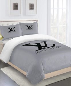 Gray Black Full Louis Vuitton Logo Type 1480 Bedding Sets Duvet Blankets Hyperbeast Bedroom Luxury Ideas Premium Fashion Brand Covers Bed Linen Sheets