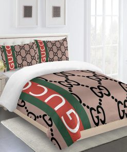 Gucci Bedding Set Beige Red Green Luxury Bed Sheets Home Decoration Bedding Sets