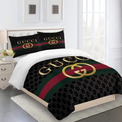 Gucci Bedding Set Black And Gold Luxury Bed Sheets Home Decoration Bedding Sets