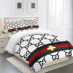 Gucci Bedding Sets Fashion Logo Type 27 Limited Luxury Bed Sets, Bedroom Sets, Comforter Sets, Duvet Cover, For Trending 2023 For Home Bedding Sets