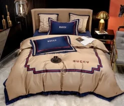 Gucci Beige Navy Luxury Brand Bedding Set Duvet Cover Set Home Decorations Bedding Sets