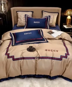 Gucci Beige Navy Luxury Brand Bedding Set Duvet Cover Set Home Decorations Bedding Sets