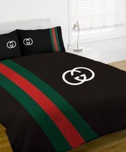 Gucci Black Blue Red Bedding Sets Duvet Cover Sheet Cover Pillow Cases Luxury Bedroom Sets Bedding Sets