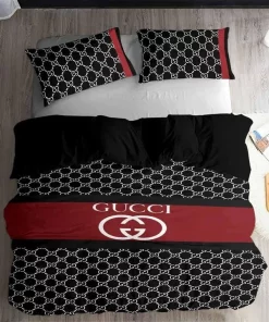 Gucci Black Dots Logo 3D Printed Bedding Sets Quilt Sets Duvet Cover Luxury Brand Bedding Decor Bedroom Sets Best Luxury Bedding Sets