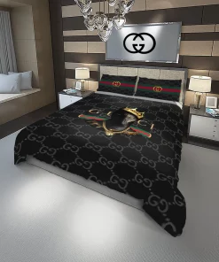 Gucci Black Panther Fashion Logo Luxury Brand Premium Bedding Sets,Bed Sets, Bedroom Sets, Comforter Sets, Duvet Cover, Bedding Sets