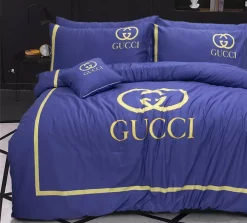 Gucci Blue Fashion Logo Luxury Brand Bedding Sets, For Home Bedding Sets