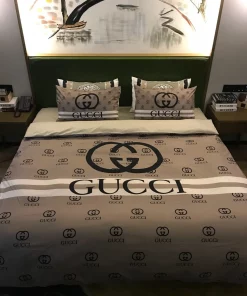 Gucci Brown Logo Type 206 Bedding Sets Sheets Premium Fashion Brand Hyperbeast Bedroom Duvet Luxury Ideas Blankets Covers Bed Linen