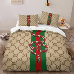 Gucci Brown Snake Luxury Brand High-End Bedding Sets, For Home Best Luxury Bedding Sets