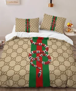 Gucci Brown Snake Luxury Brand High-End Bedding Sets, For Home Best Luxury Bedding Sets