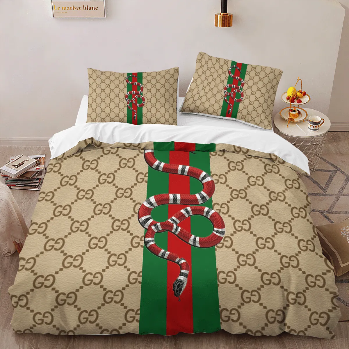 Gucci Brown Snake Luxury Brand High-End Bedding Sets, For Home Best Luxury Bedding Sets Gucci Brown Snake Luxury Brand High-End Bedding Sets, For Home Best Luxury Bedding Sets