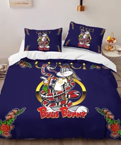 Gucci Bugs Bunny Fashion Logo Premium Luxury Brand High-End Bedding Sets Lv, For Home Best Luxury Bedding Sets
