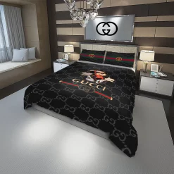 Gucci Funny Mickey Fashion Logo Luxury Brand Bedding Sets,Bed Sets, Bedroom Sets, Comforter Sets, Duvet Cover, Bedding Sets