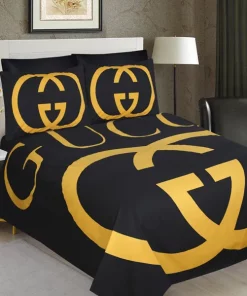 Gucci Golden Logo Luxury Brand Bedding Set Bedding Sets