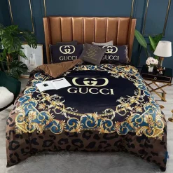 Gucci Leopard Luxury Brand Bedding Sets Duvet Cover Set, For Home Best Luxury Bedding Sets